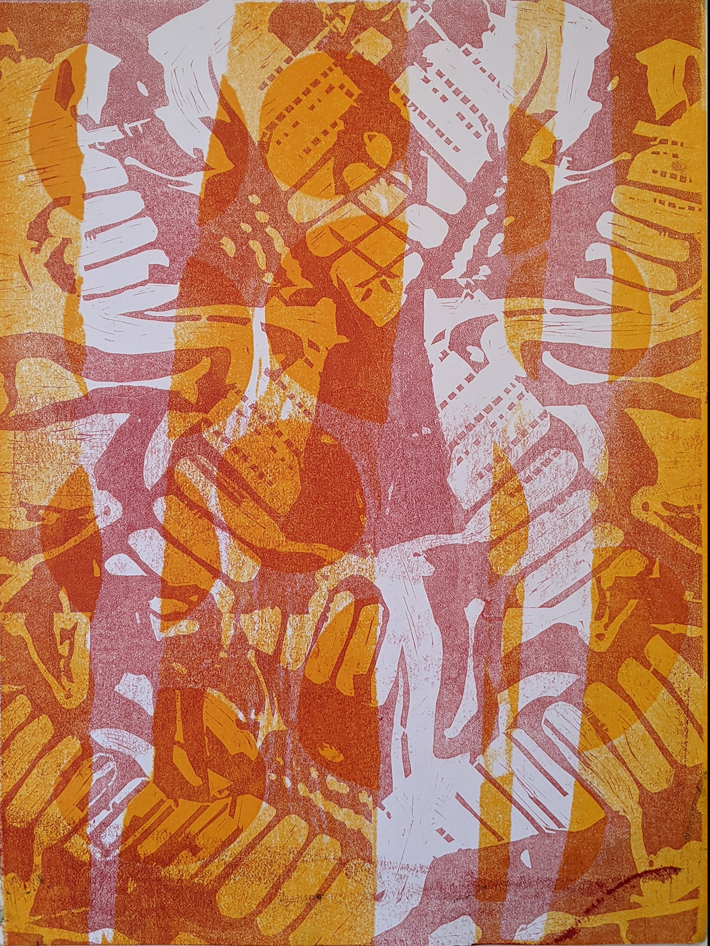 Enchanting Flames  • Relief, Pressure Print Monoprint 2023